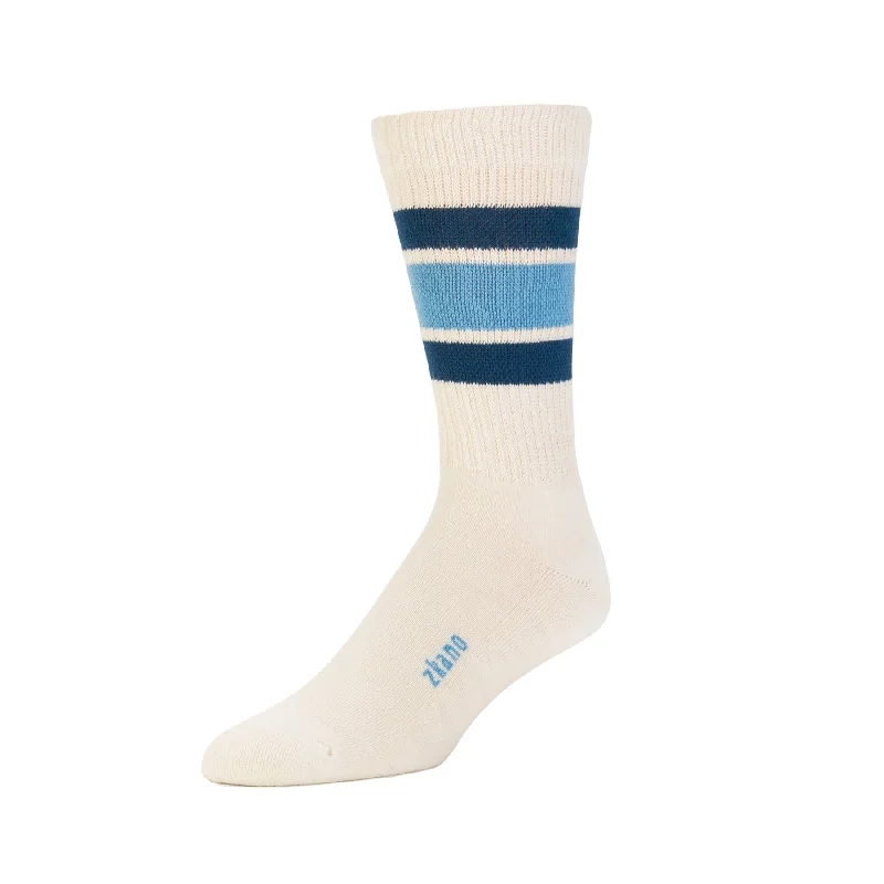 Unisex socks stylish gray-1991 Retro Stripe - Organic Cotton Cushion Crew - Sky Blue