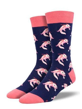 Unisex socks casual navy-Axolotl | Men's Crew