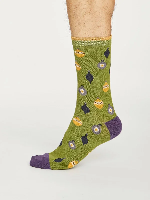 Unisex socks cozy white-Bauble Spot Socks - Olive