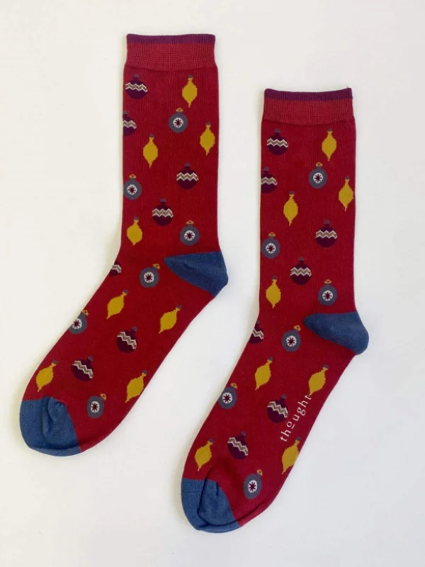 Unisex socks soft black-Bauble Spot Socks - Pillarbox Red