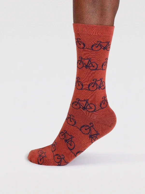 Unisex socks breathable black-Bennie Organic Cotton Bike Socks - Clay Red