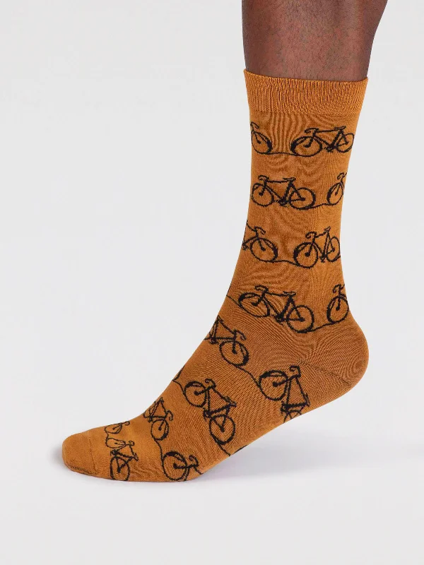 Unisex socks cozy tan-Bennie Organic Cotton Bike Socks - Turmeric Yellow