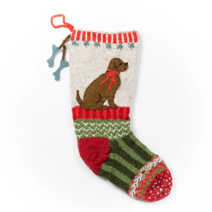 Unisex socks comfy black-Canine Christmas | Wool Knit Holiday Stocking