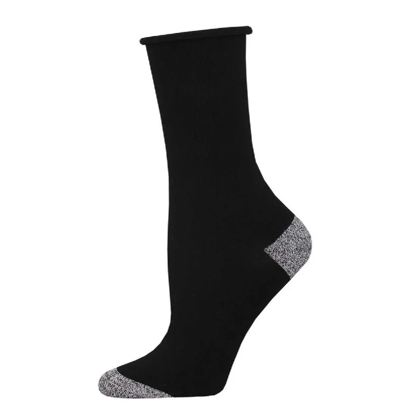 Unisex socks comfy navy-Contrast Heel Toe | Bamboo Women's Crew