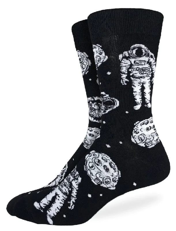 Unisex socks lightweight black-Men's Floating Astronaut Crew Sock