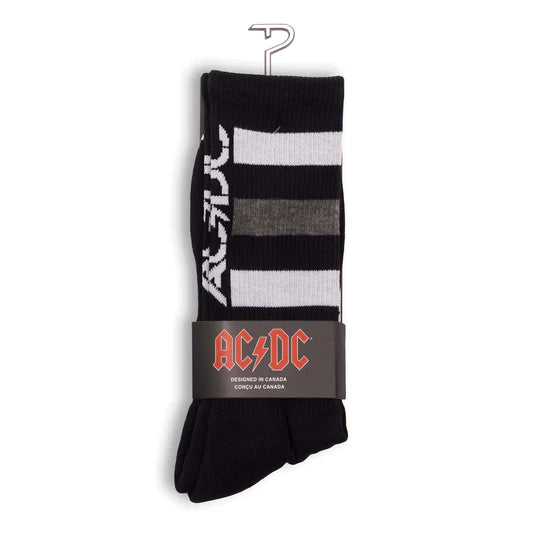 Unisex socks soft black-Perri's "AC/DC HIGH VOLTAGE" Cotton Crew Running Socks - Large