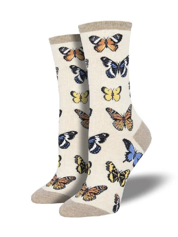 Unisex socks comfy navy-Majestic Butterflies | Women's Crew