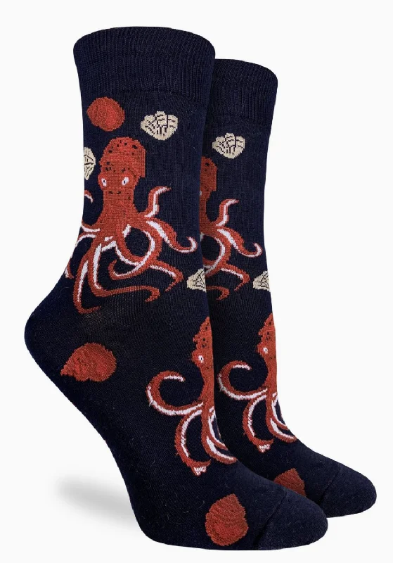 Unisex socks soft white-Women's Octopus Crew Sock