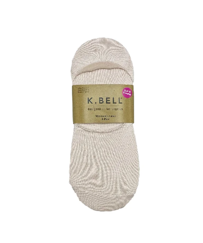 Unisex socks warm white-Soft and Dreamy Liner Socks by K Bell (3pk) - Medium