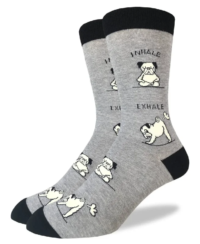 Unisex socks casual black-Men's Yoga Pug Crew Sock