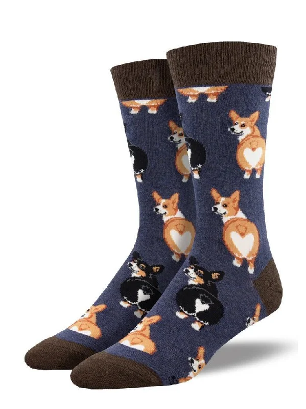 Unisex socks everyday navy-Corgi Butt | Men's Crew