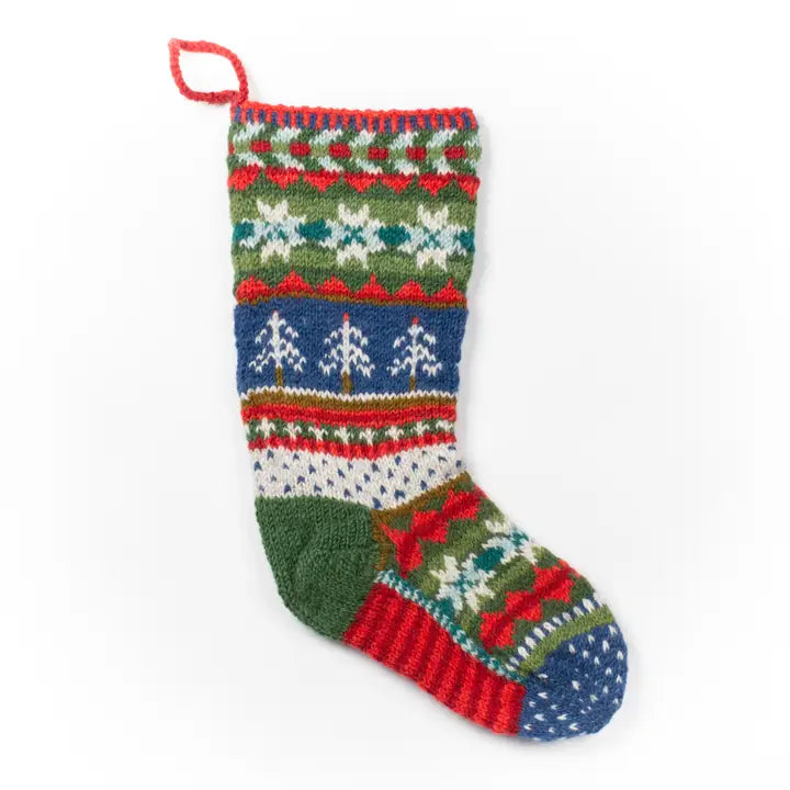 Unisex socks soft navy-Festive Fair Isle | Wool Knit Holiday Stocking