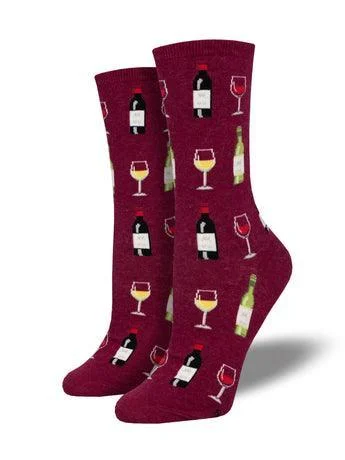 Unisex socks lightweight white-Fine Wine | Women's Crew