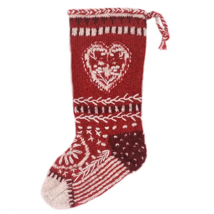 Unisex socks warm navy-Folk Heart | Wool Knit Holiday Stocking