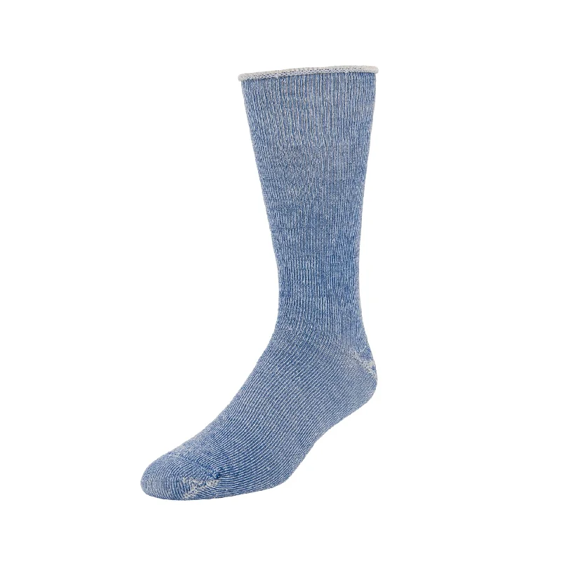 Unisex socks comfy navy-Full Cushion Merino Wool Roll Top - Neptune Blue