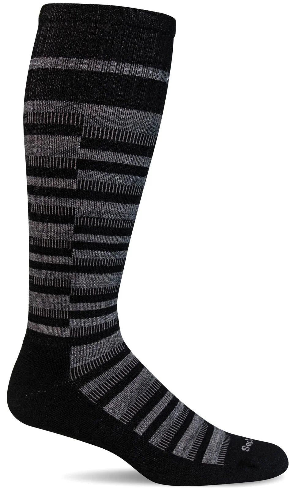 Unisex socks breathable black-Geo | Men's Moderate Compression Knee-High