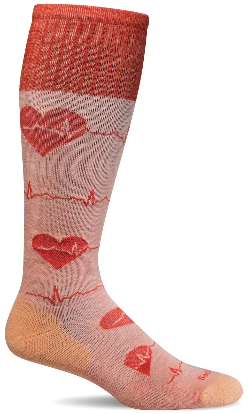 Unisex socks lightweight black-Heartbeat | Women's Moderate Compression Knee-High