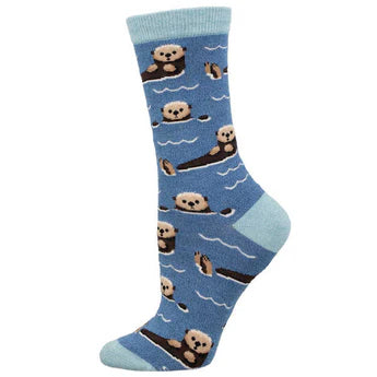 Unisex socks durable white-Just An Otter Day | Women's Bamboo Crew