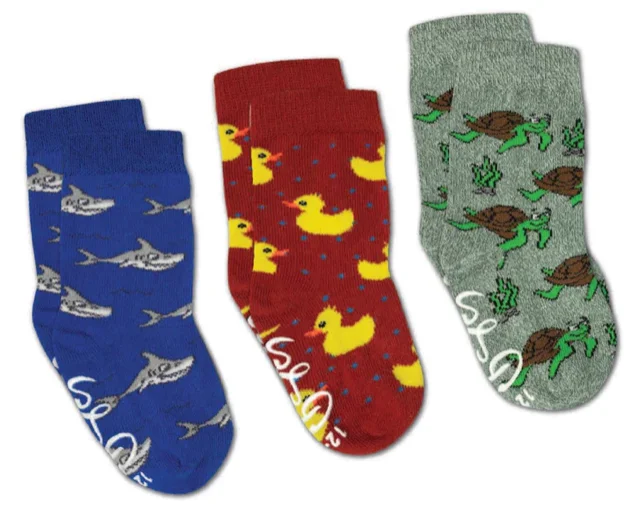 Unisex socks everyday gray-Kid's 3 Pack Rubber Ducks, Sharks and Turtles Crew Sock -0-12 Months