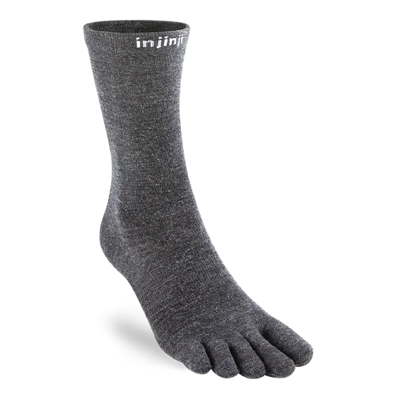 Unisex socks everyday tan-Merino Wool Liner Crew Toe Socks - by Injinji