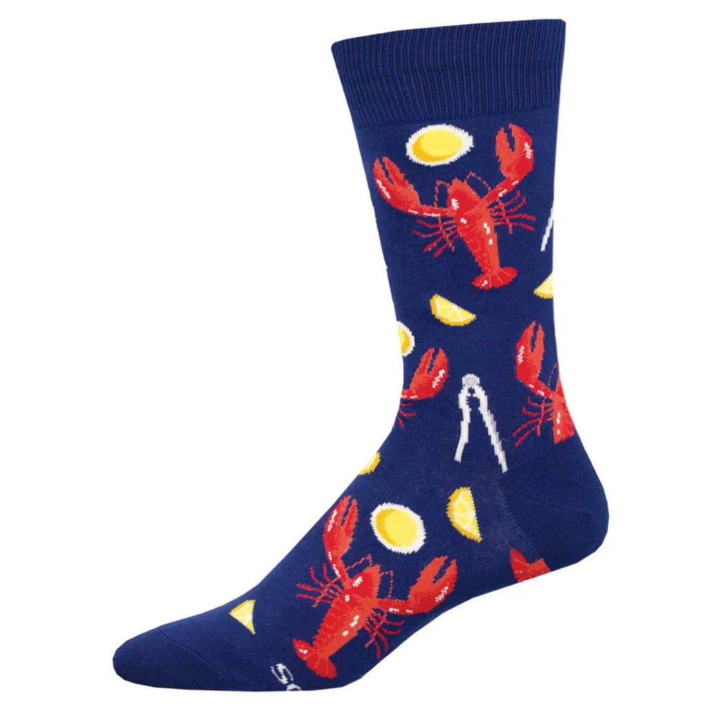 Unisex socks durable gray-Lobster Dinner | Men's Crew