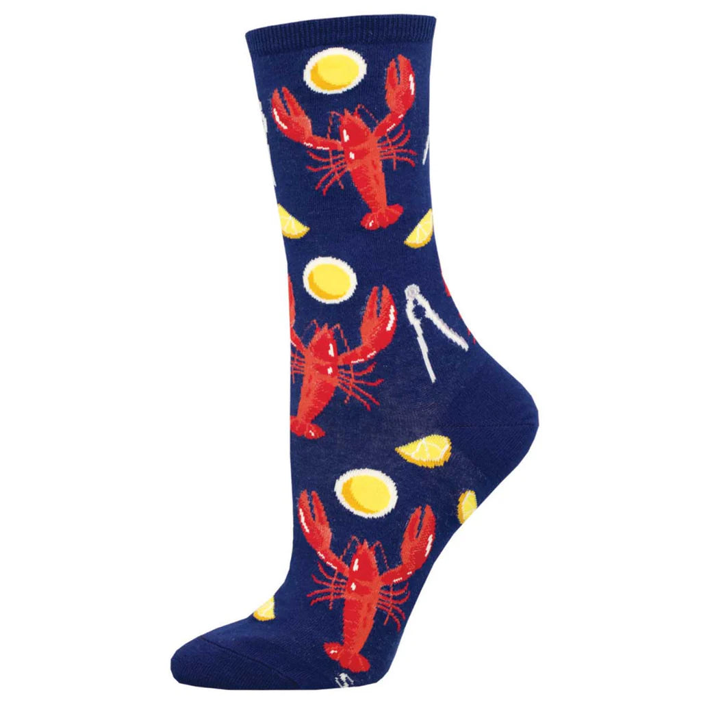 Unisex socks casual white-Lobster Dinner | Women's Crew