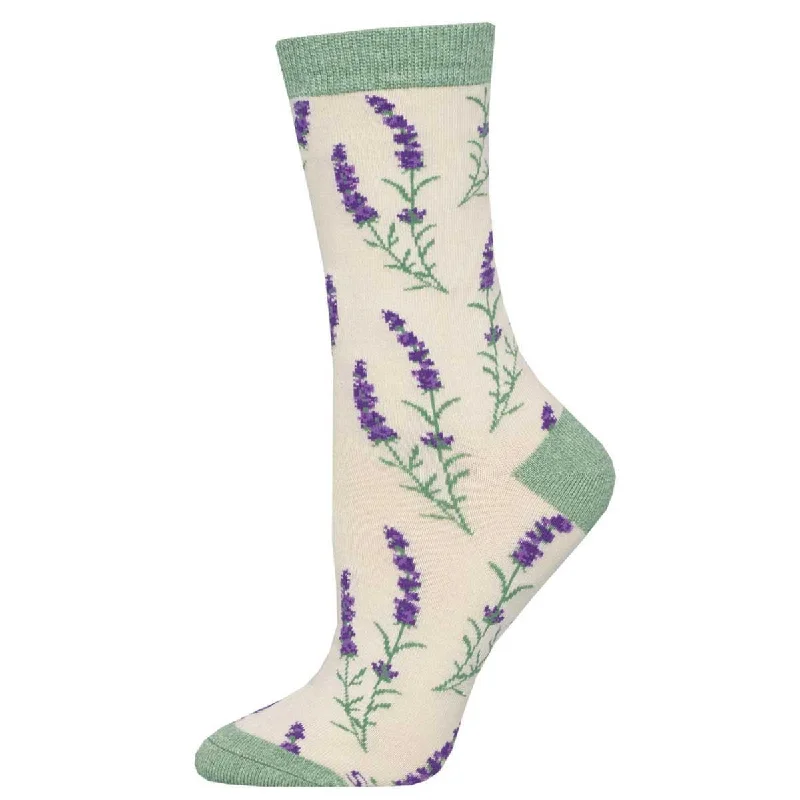 Unisex socks durable black-Lovely Lavender | Women's Bamboo Crew