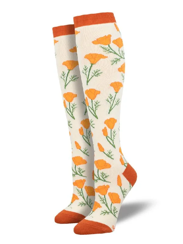 Unisex socks cozy gray-Maritime Poppies | Women's Knee-high