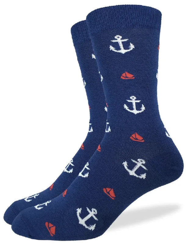 Unisex socks everyday black-Men's Anchors & Boats Crew Sock