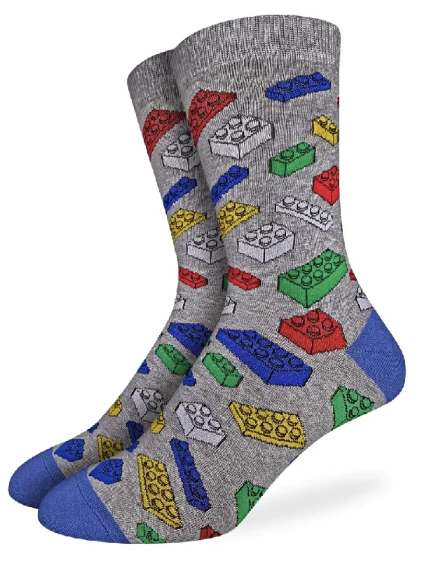 Unisex socks comfy white-Men's Building Blocks Crew Sock