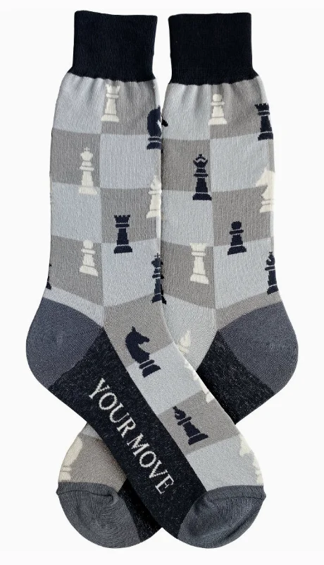 Unisex socks casual tan-Men's Chess Crew Sock