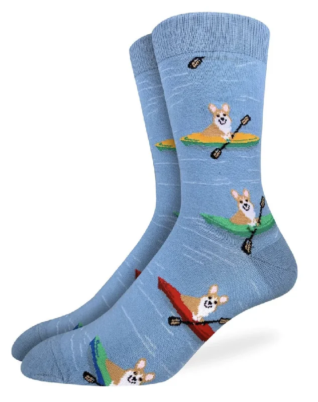 Unisex socks stylish gray-Men's Corgi Kayaking Crew Sock