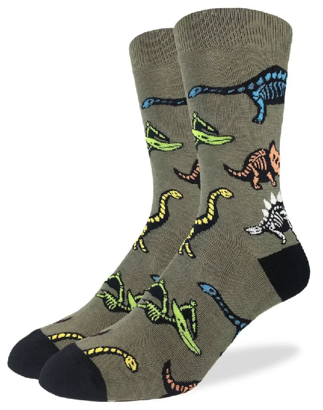 Unisex socks cozy gray-Men's Dinosaur Skeletons Crew Sock