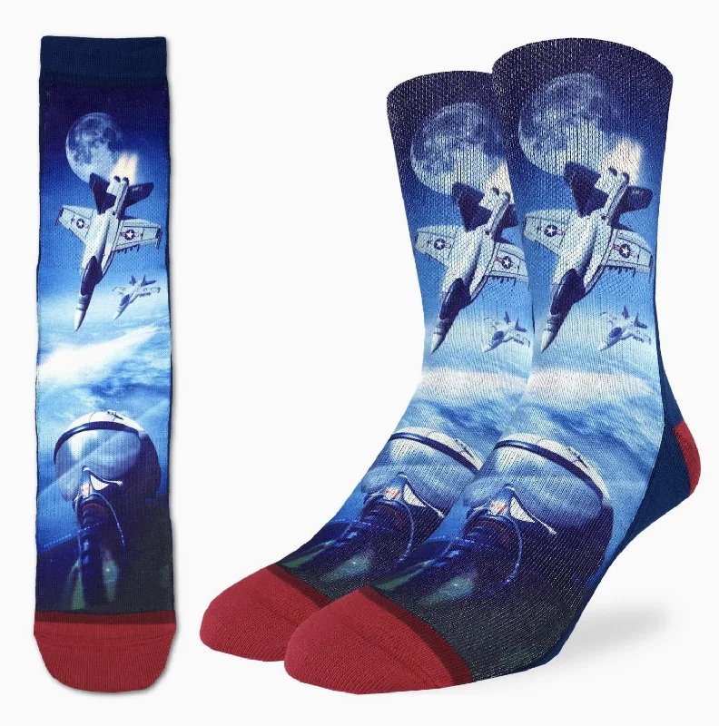 Unisex socks lightweight white-Men's F-18 Fighter Crew Sock