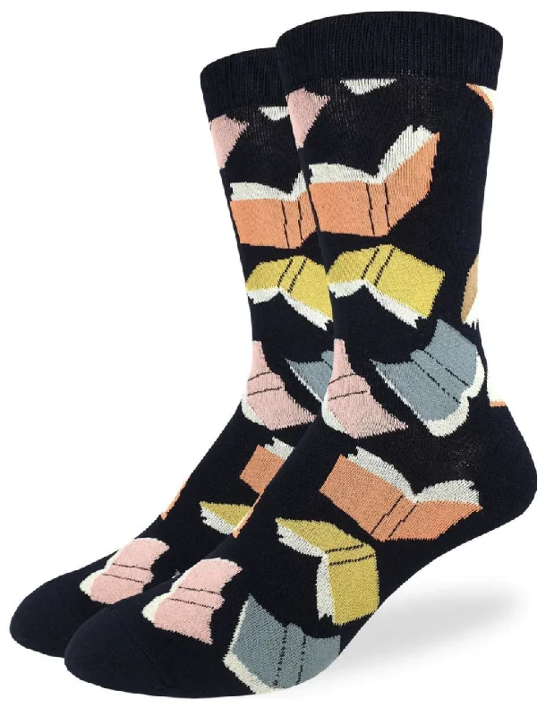 Unisex socks stylish black-Men's Flying Books Crew Sock