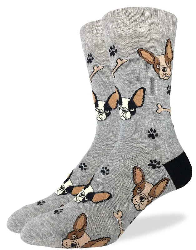 Unisex socks durable white-Men's French Bulldog Crew Sock