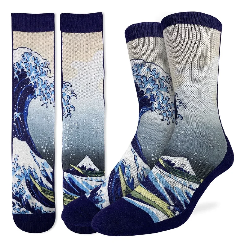 Unisex socks comfy navy-Men's Great Wave Off Kanazawa Crew Sock