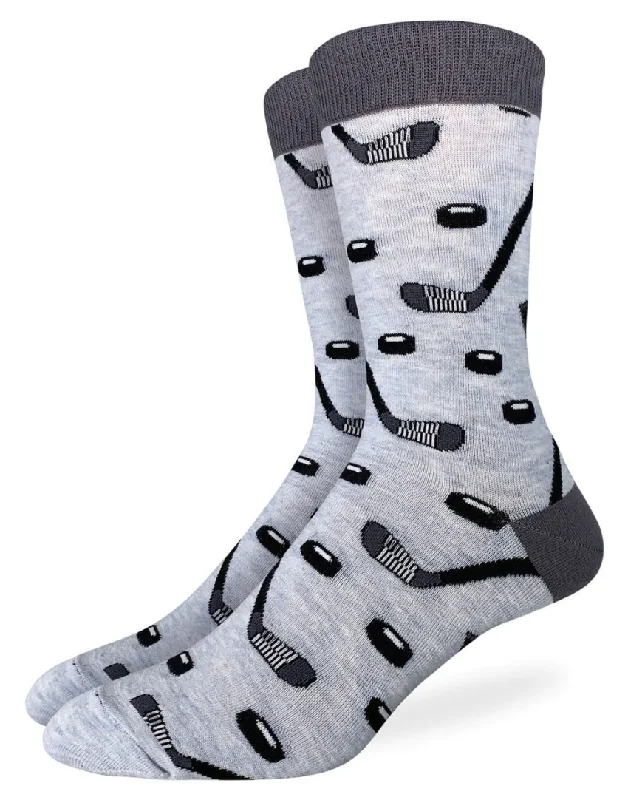 Unisex socks comfy navy-Men's Hockey Sticks and Pucks Crew Sock