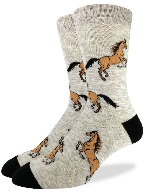 Unisex socks warm navy-Men's Horses Crew Sock