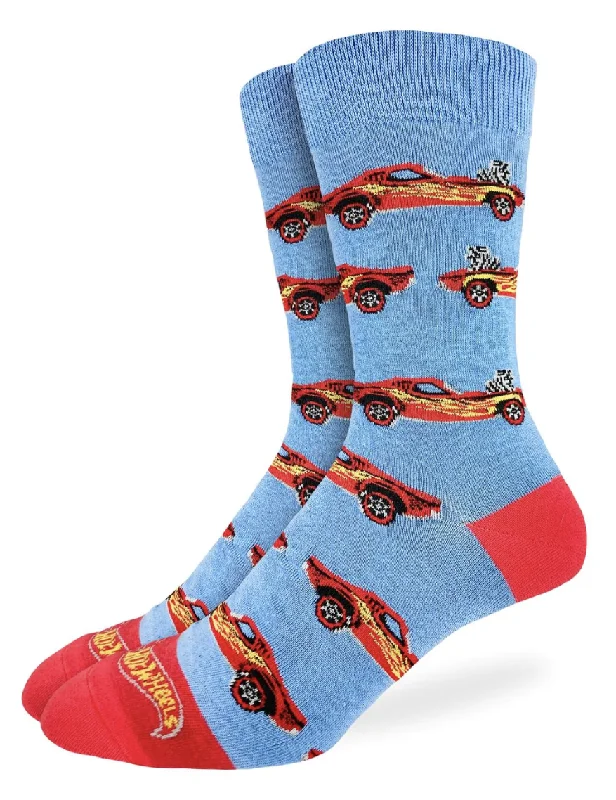 Unisex socks cozy white-Men's King Size Hot Wheels Logo Crew Sock