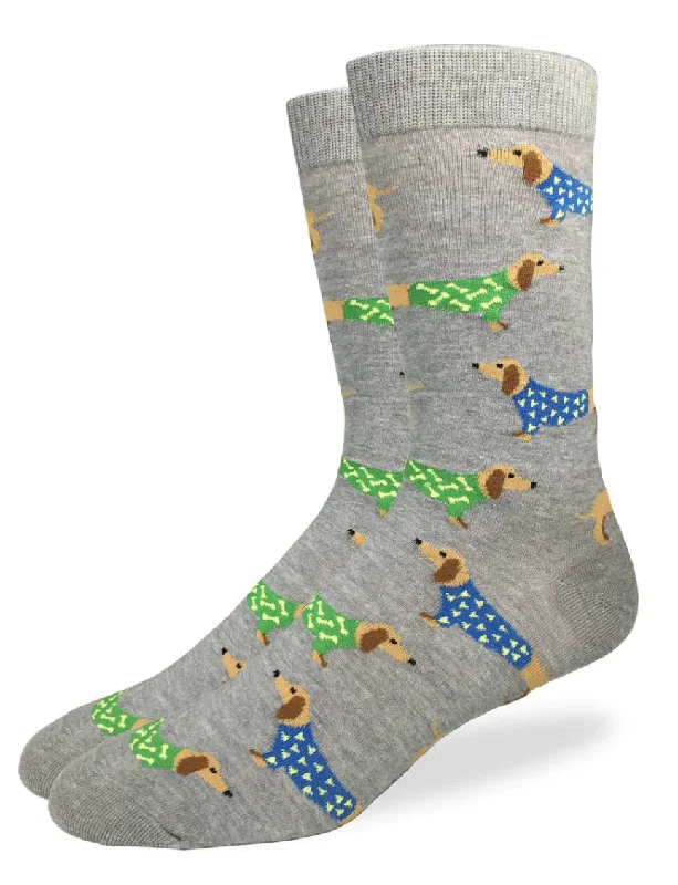 Unisex socks breathable gray-Men's King Size Wiener Dogs Crew Sock