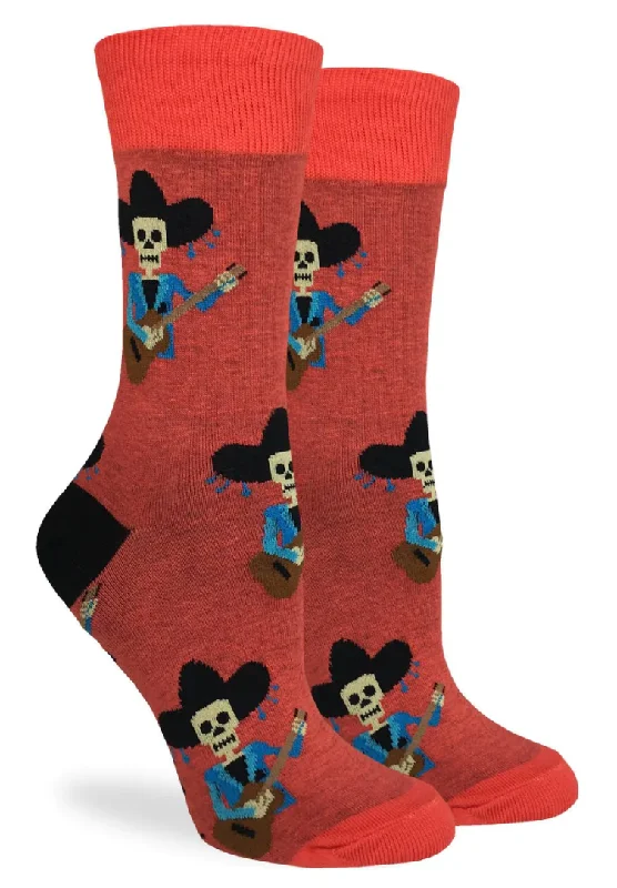 Unisex socks casual tan-Men's Mariachi Skeleton Crew Sock