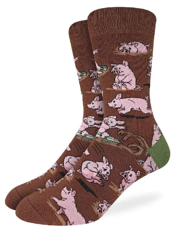 Unisex socks soft white-Men's Pigs Playing in the Mud Crew Sock