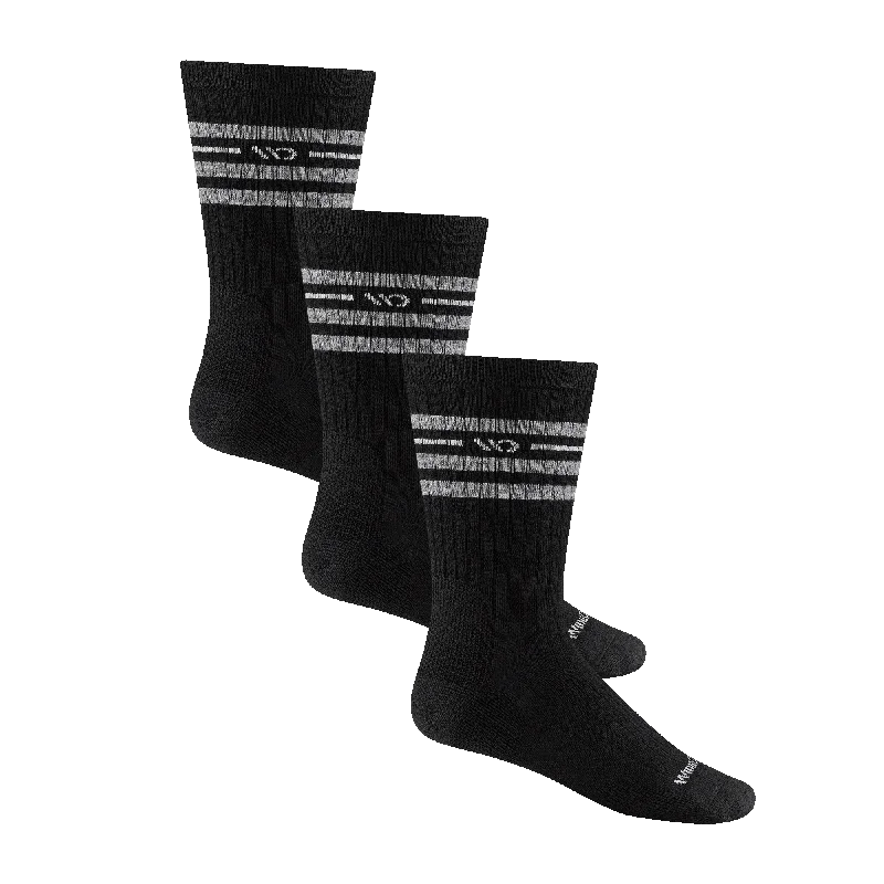 Unisex socks comfy tan-Men's Vintage Stripe Cushioned Crew 3-Pack