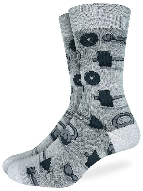 Unisex socks everyday white-Men's King Size Weights & Dubbells Crew Sock