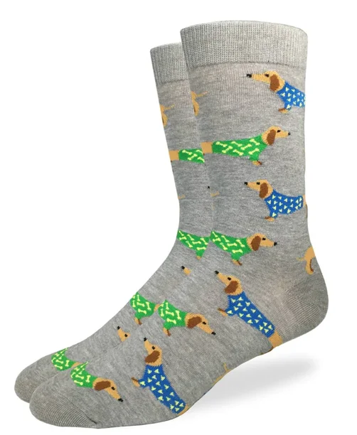 Unisex socks durable tan-Men's Wiener Dog Crew Sock