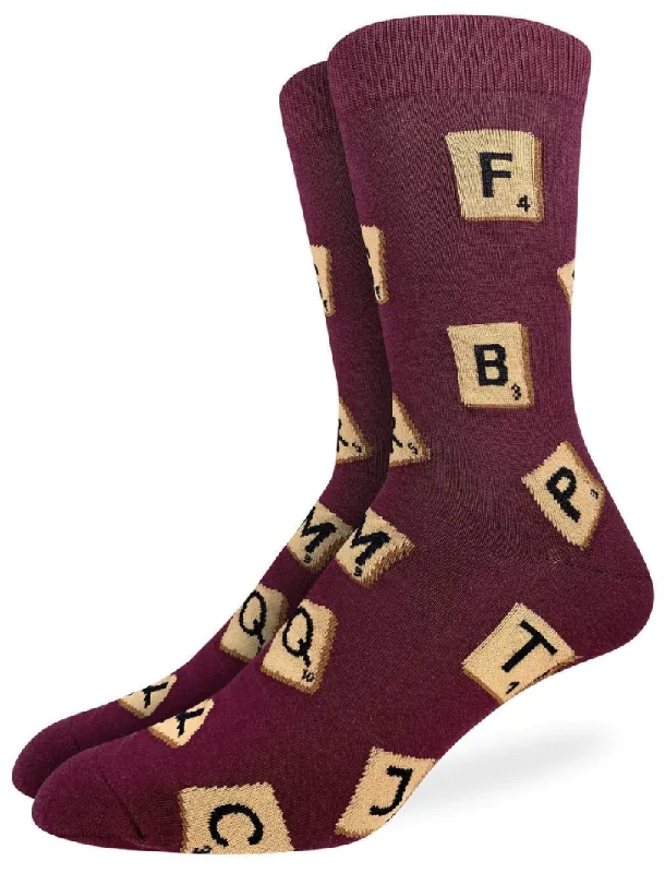 Unisex socks casual navy-Men's Word Games Crew Sock