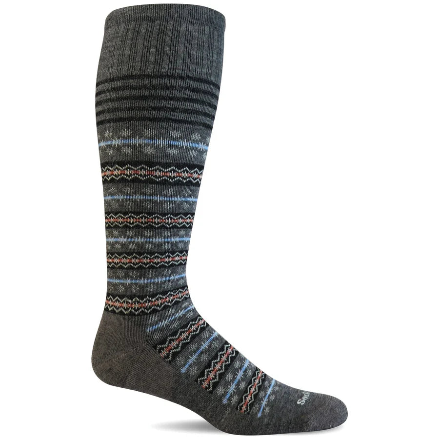 Unisex socks durable navy-Mini Fair Isle | Women's Moderate Compression Knee-High