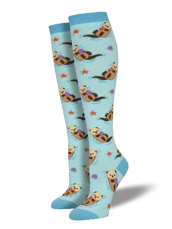 Unisex socks stylish white-Otter Spotter | Women's Knee-high