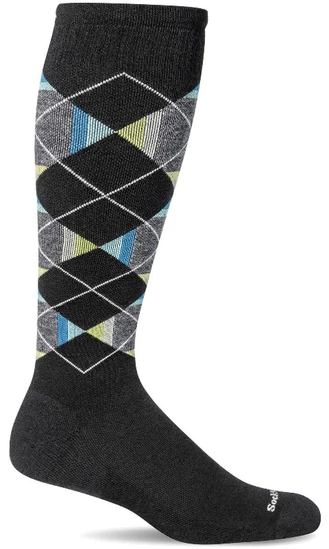 Unisex socks durable gray-Prism Argyle | Men's Moderate Compression Knee-High